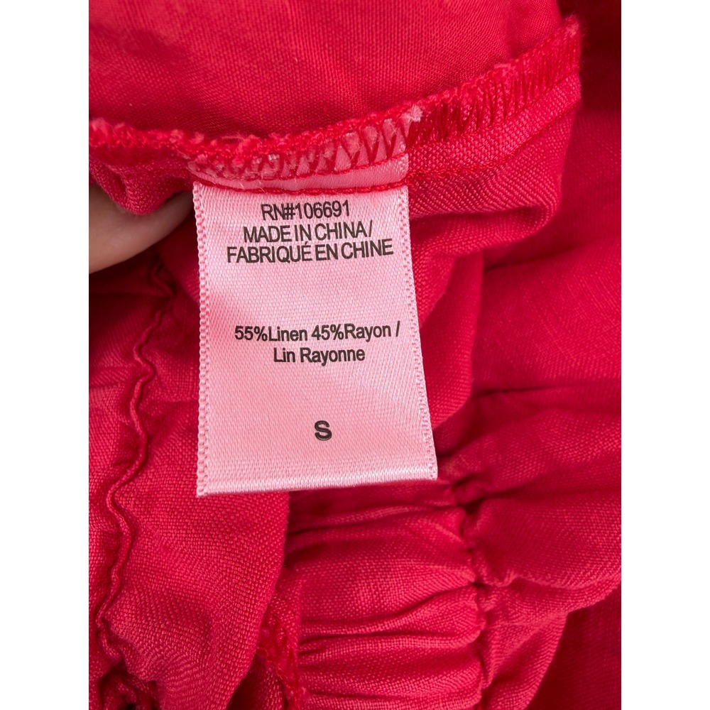 YFB Young Fabulous & Broke Red Linen Blend Wide Leg Drawstring Pants Womens S - Picture 6 of 7